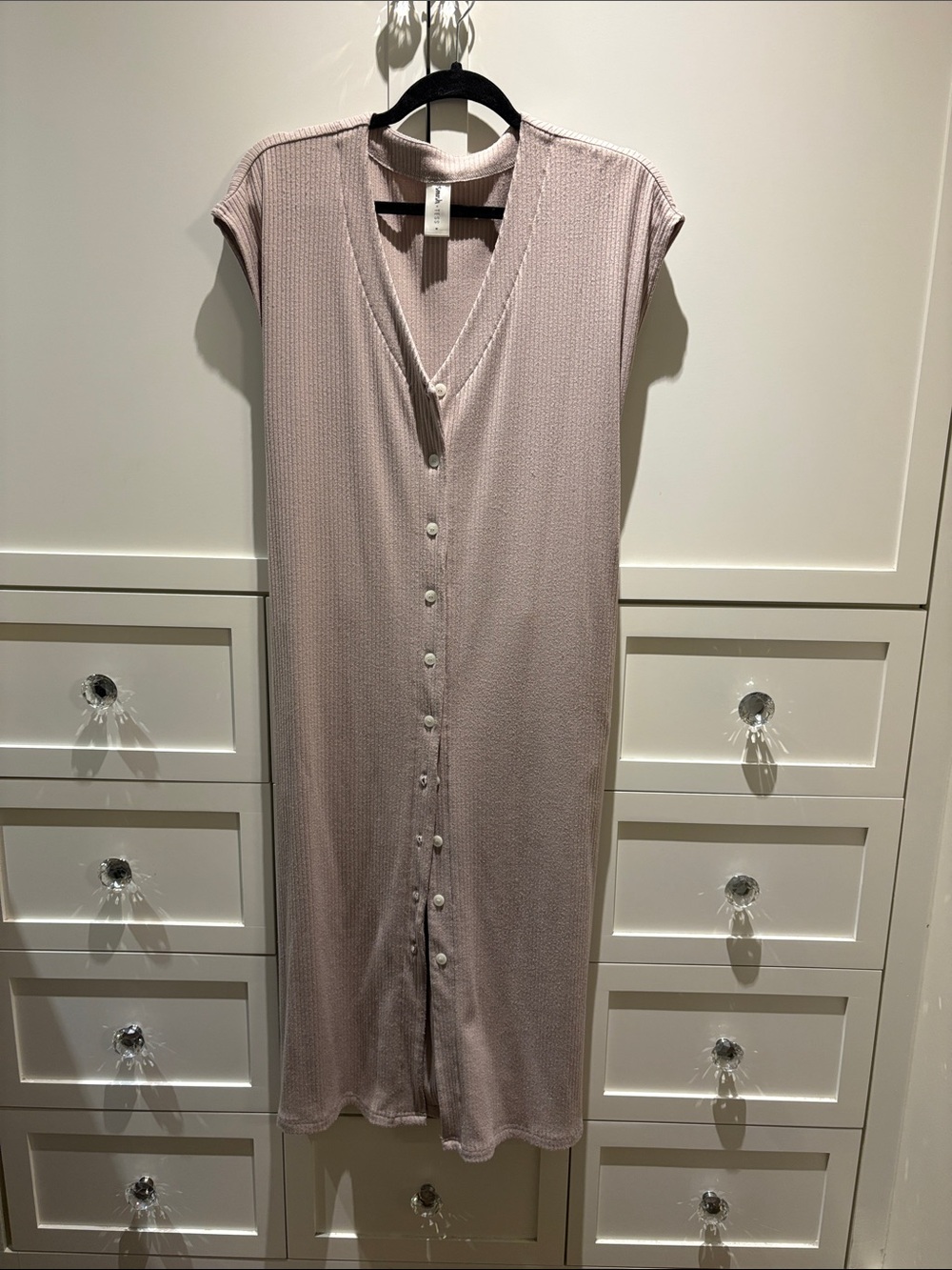 Smash & Tess Sleeveless Button-Front Midi Dress in beige